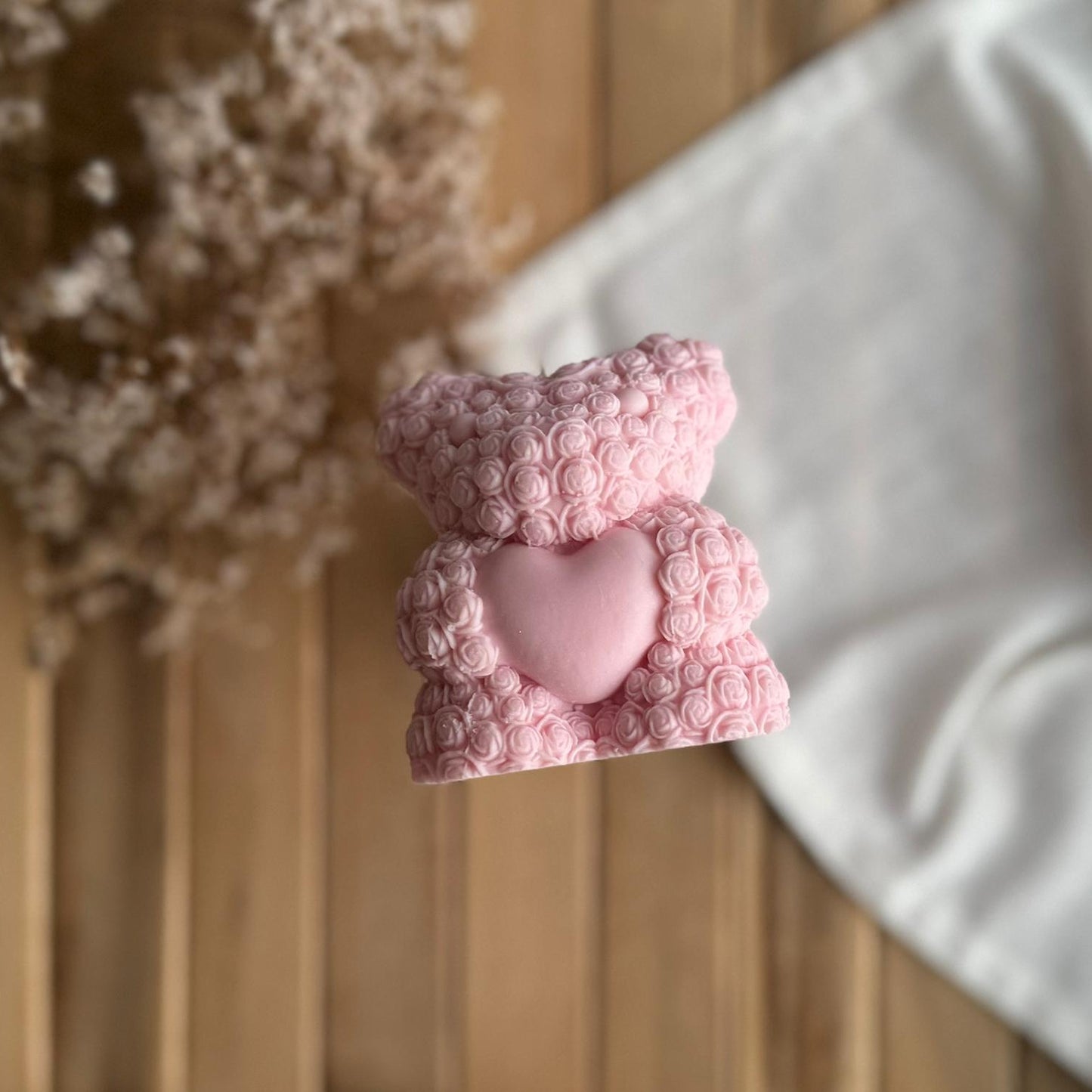 Vela decorativa oso floral L