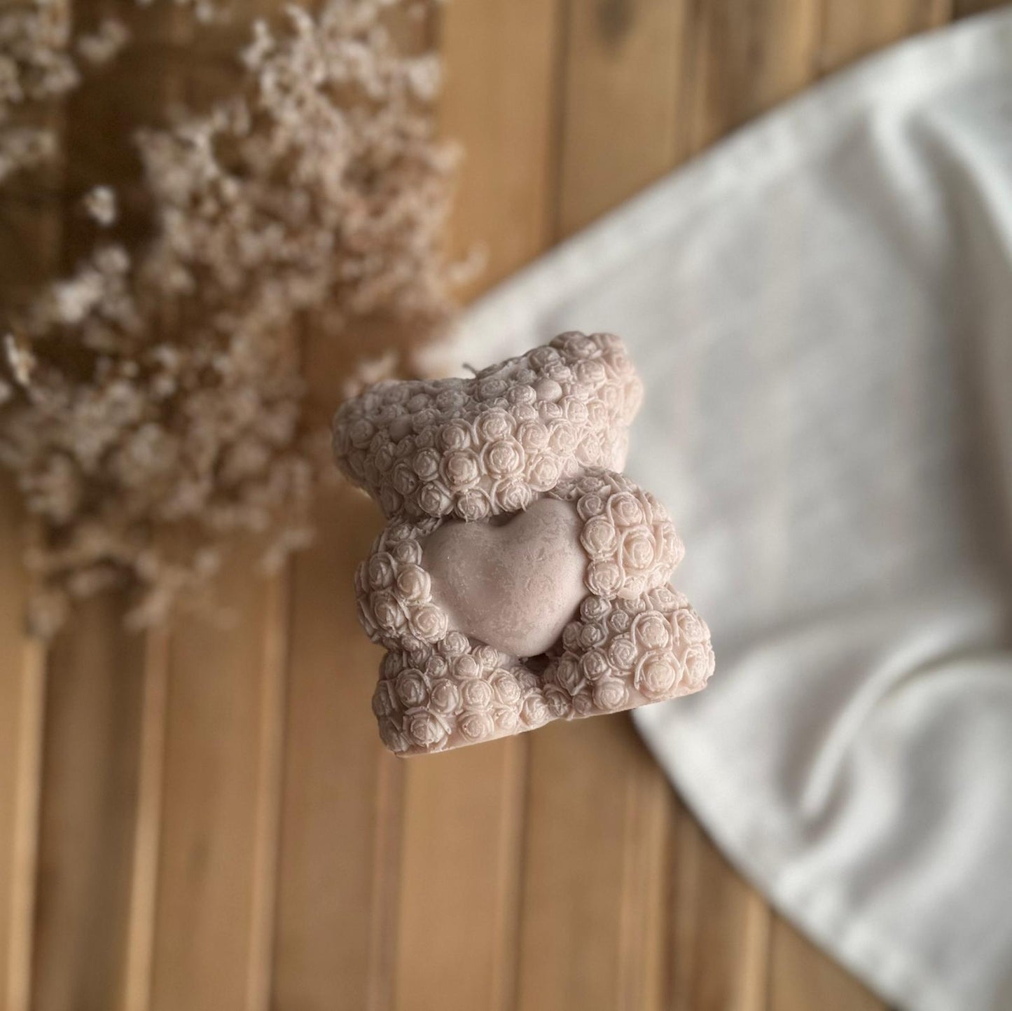 Vela decorativa oso floral L