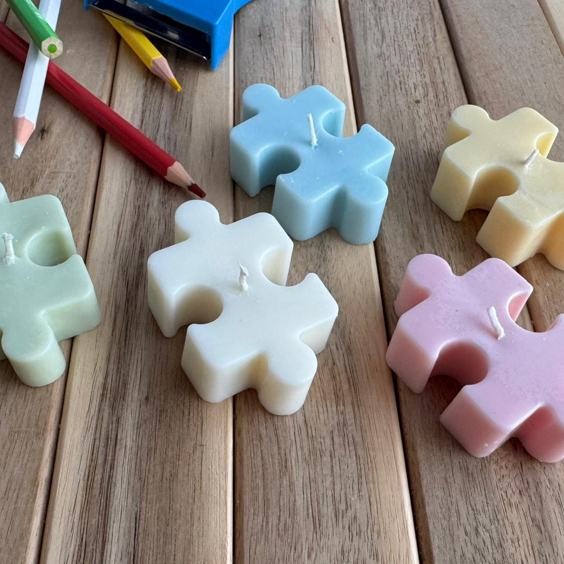 Vela decorativa puzzle