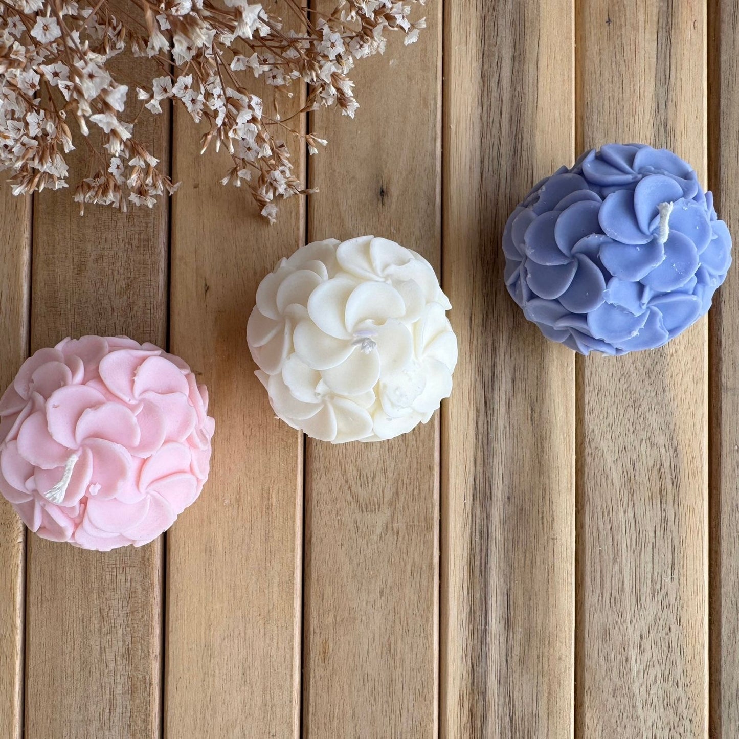Vela decorativa bola floral S