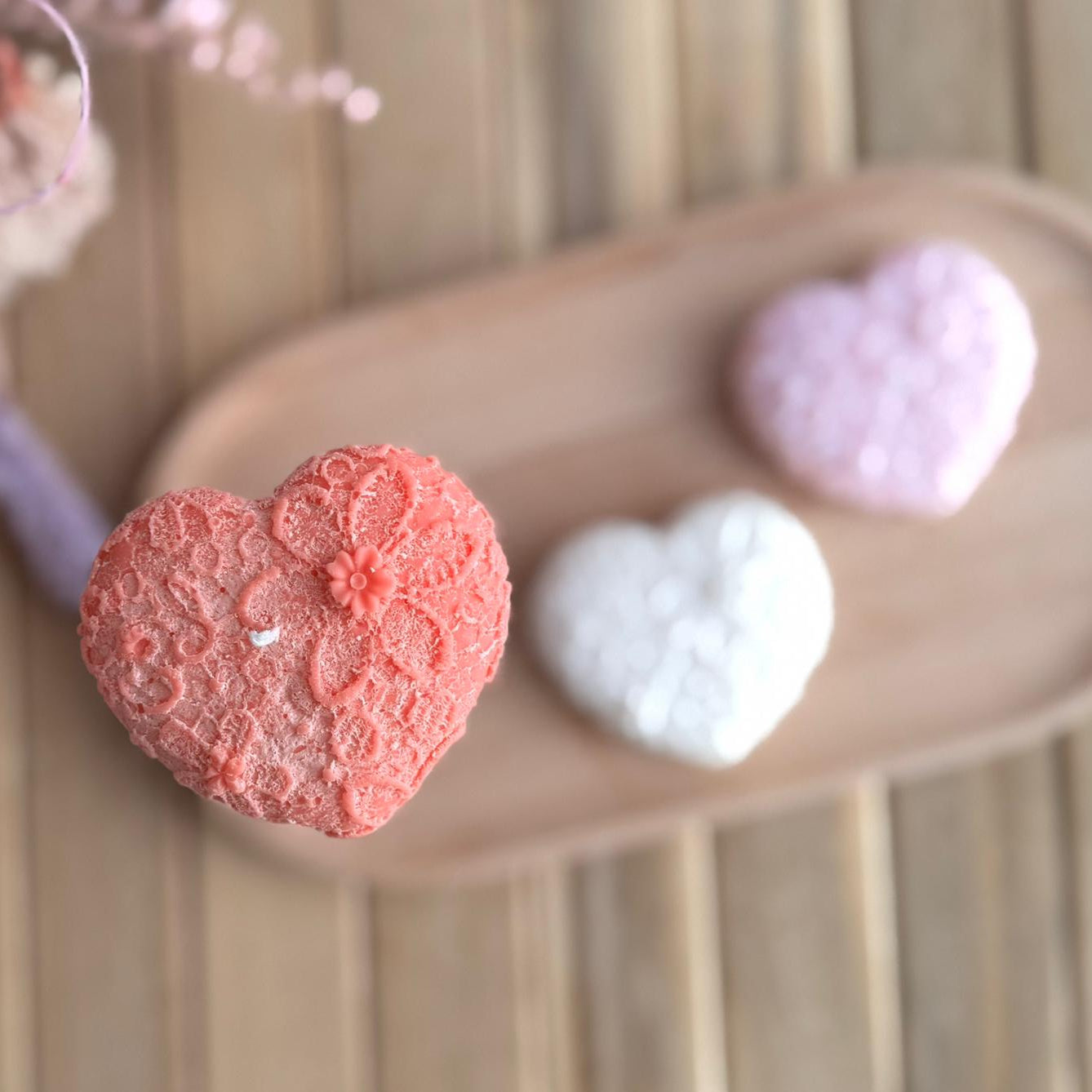 Vela decorativa corazón encaje