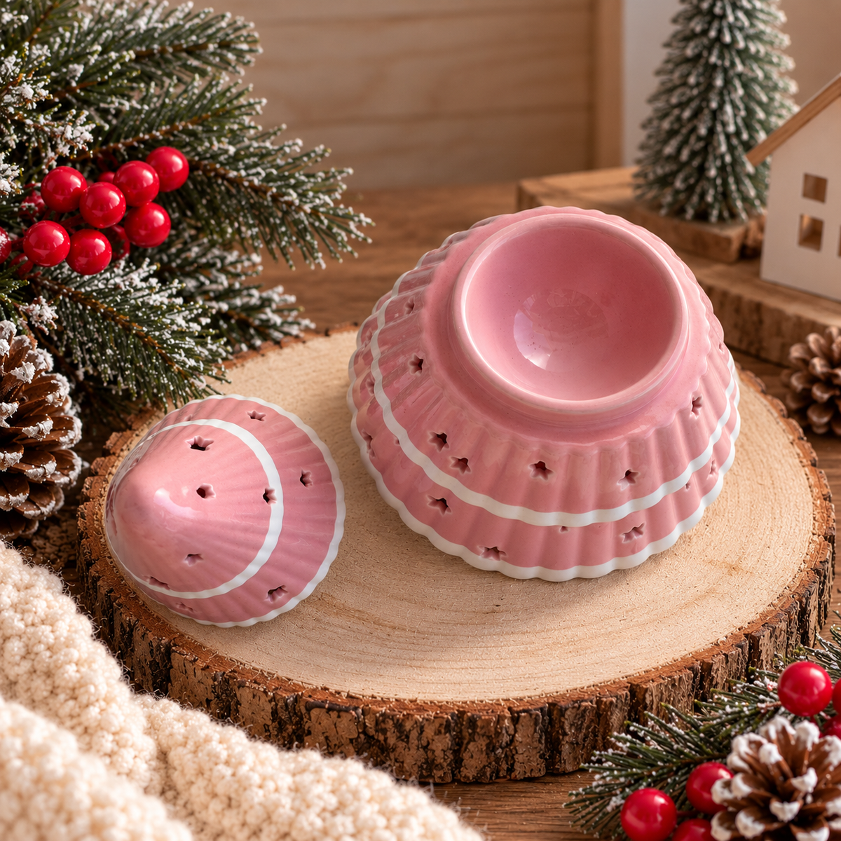 Quemador Wax Melts Árbol de Navidad Rosa