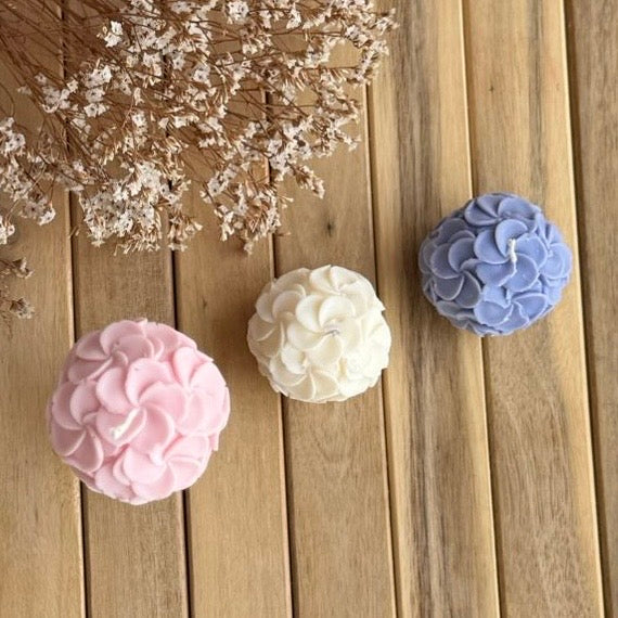 Vela decorativa bola floral S