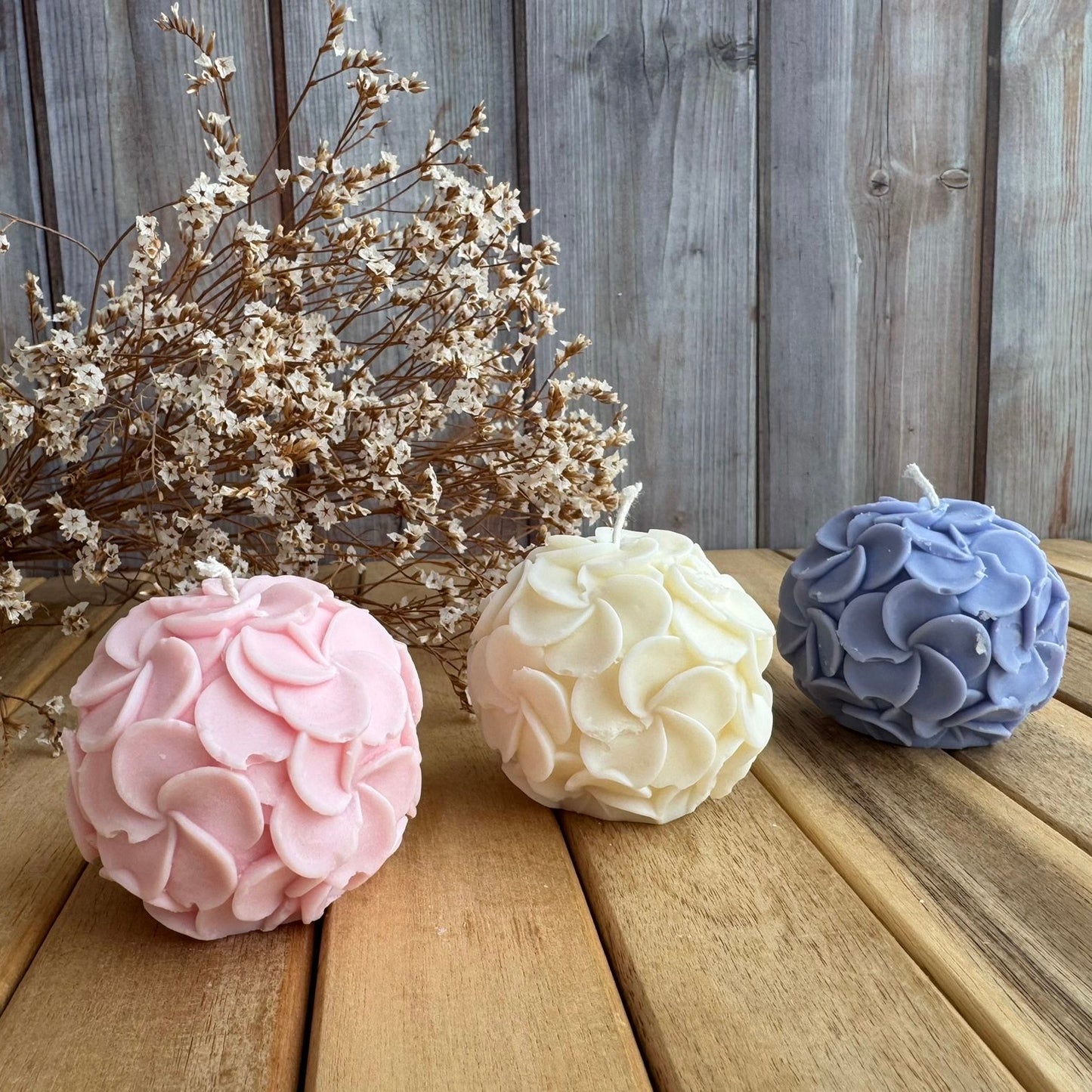 Vela decorativa bola floral S