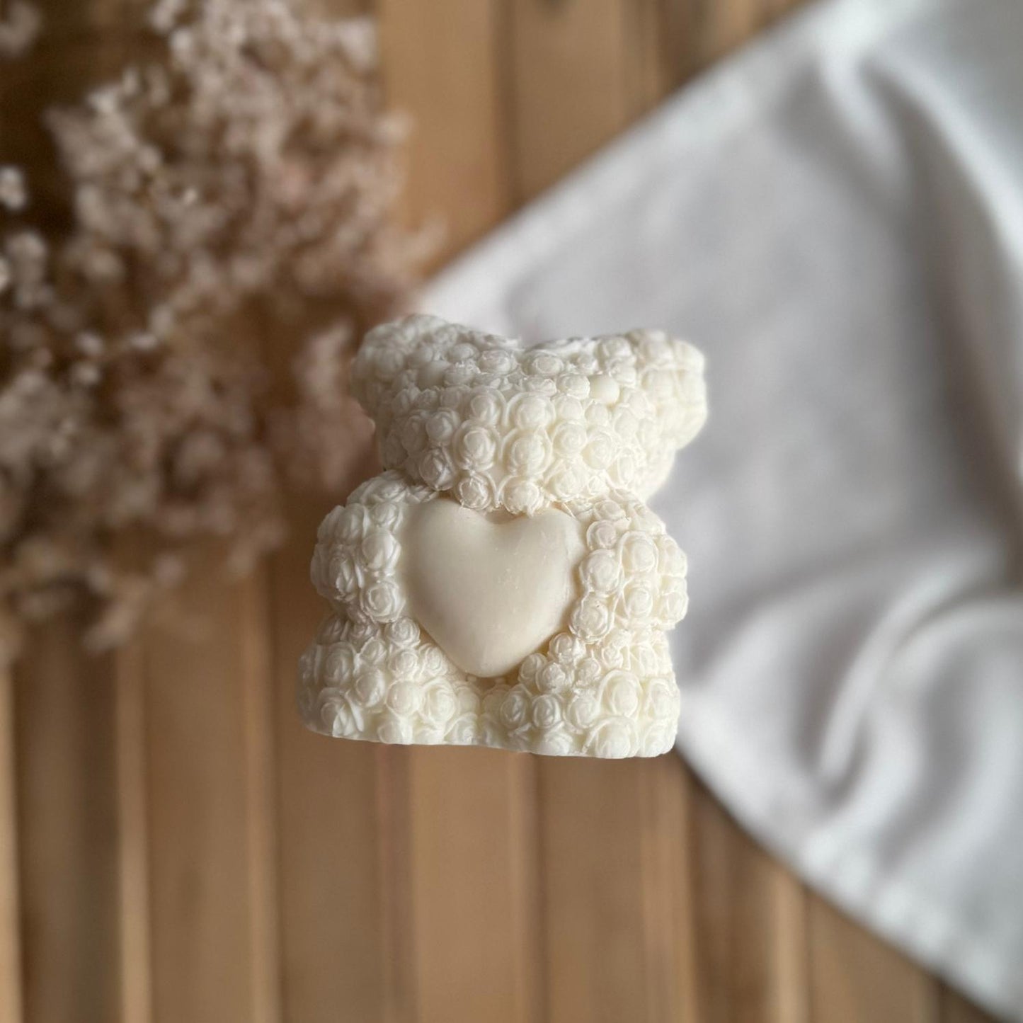 Vela decorativa oso floral L