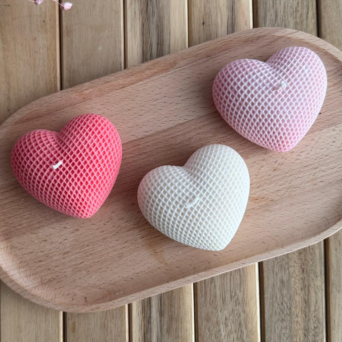 Vela decorativa corazón cuadriculado