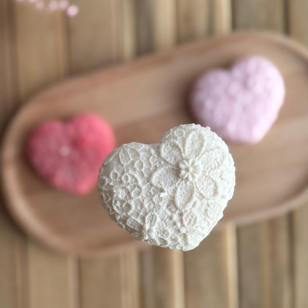 Vela decorativa corazón encaje