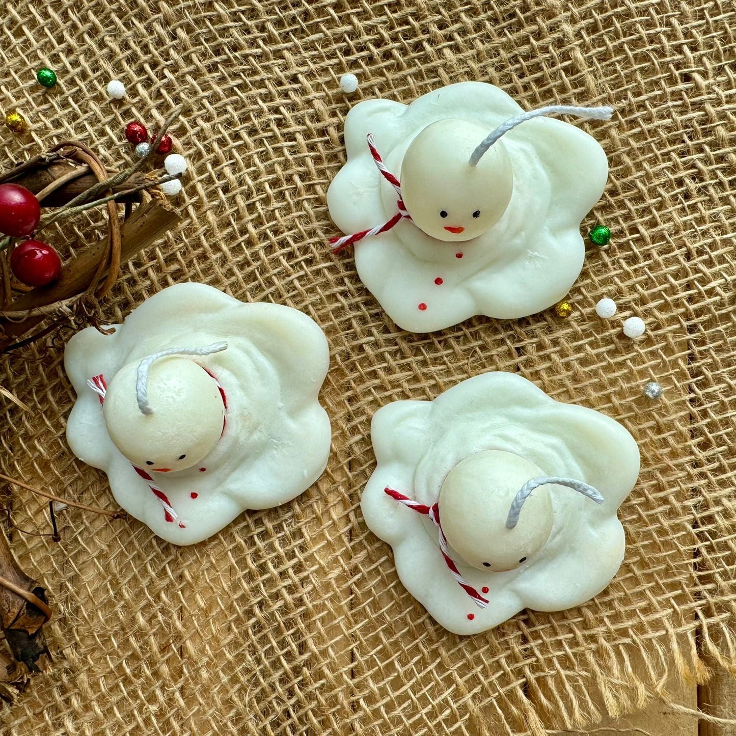 Vela decorativa muñeco nieve