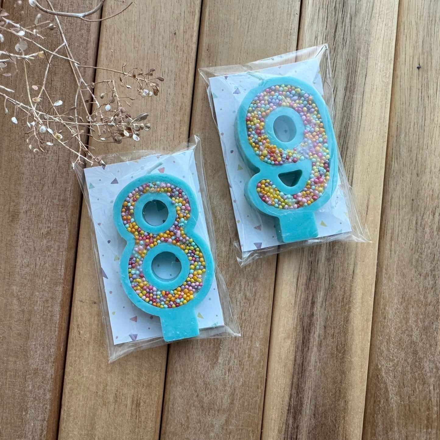 Velas cumpleaños con bolitas de colores