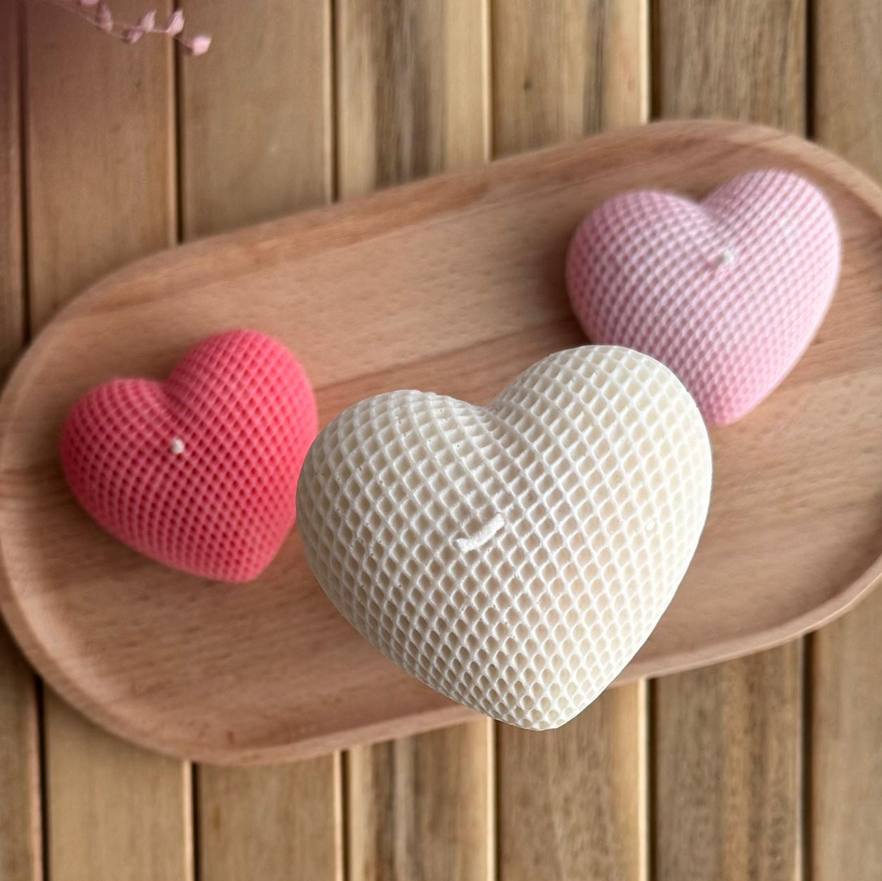 Vela decorativa corazón cuadriculado