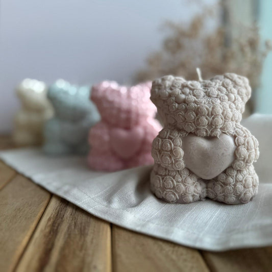 Vela decorativa oso floral L