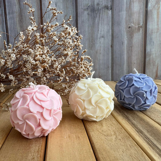 Vela decorativa bola floral S