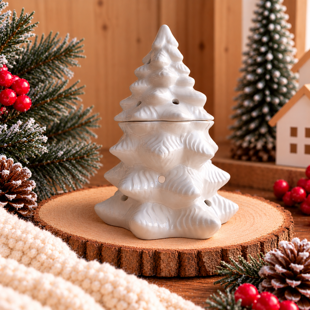 Quemador Wax Melts Árbol de Navidad Blanco