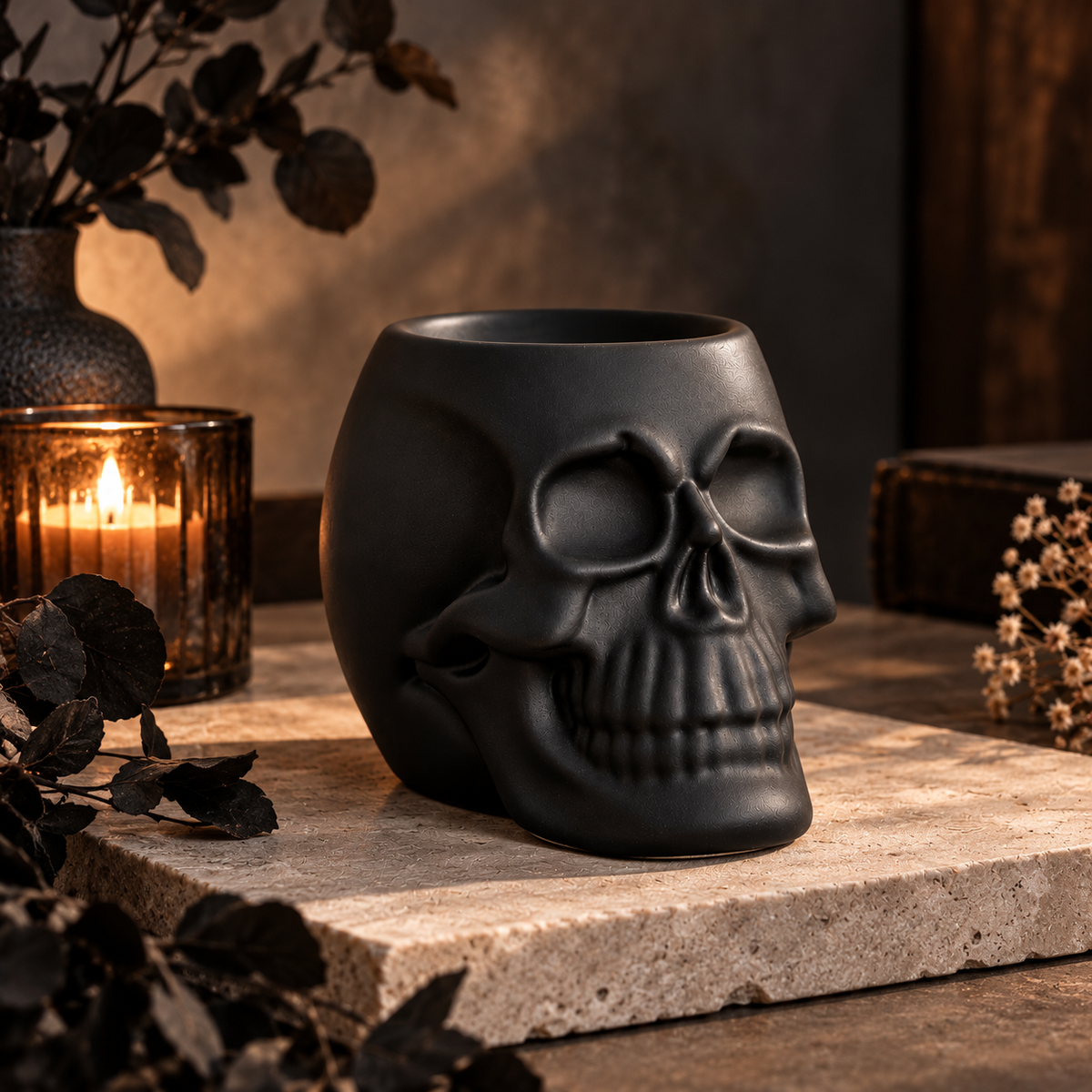 Quemador Wax Melts Calavera Negra