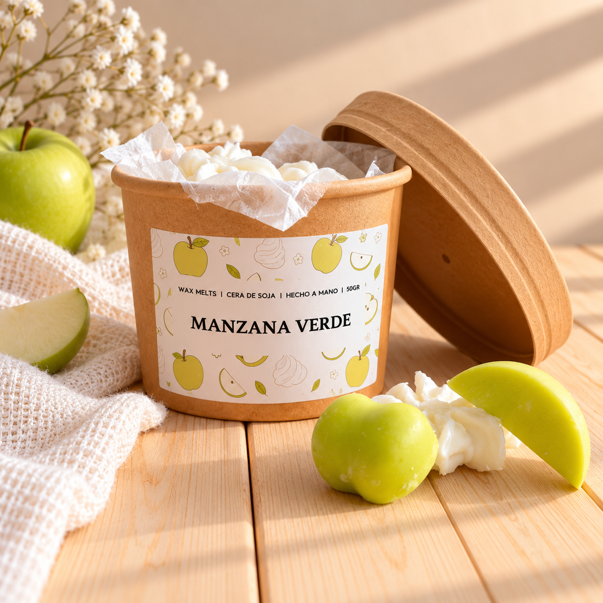 Wax Melts Manzana Verde – Tarro Kraft