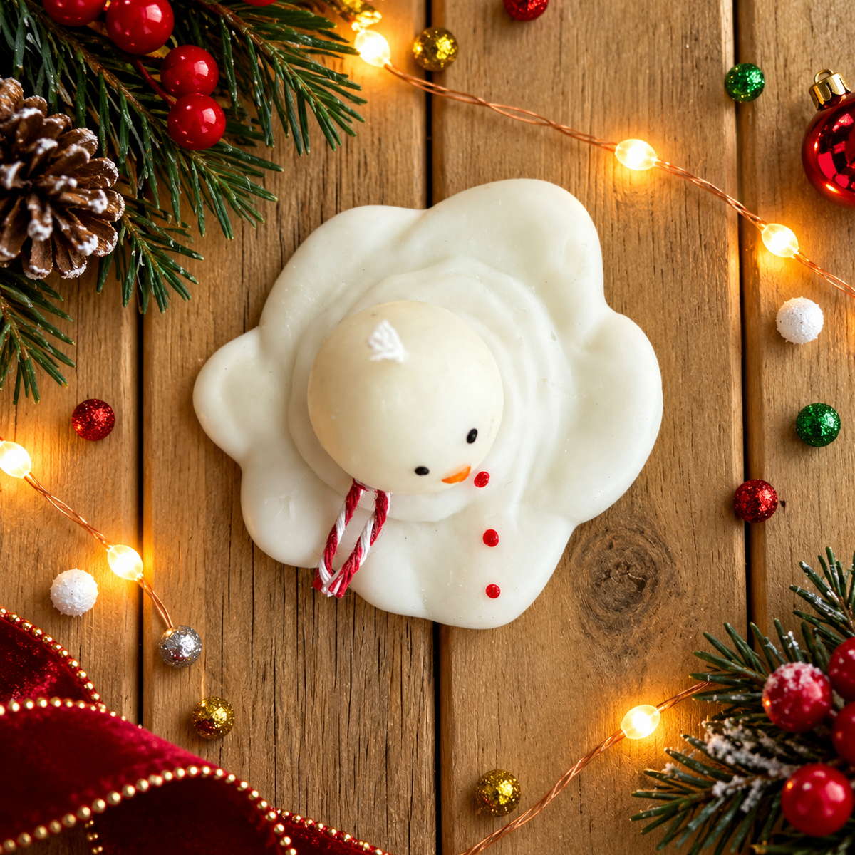 Vela decorativa muñeco de nieve