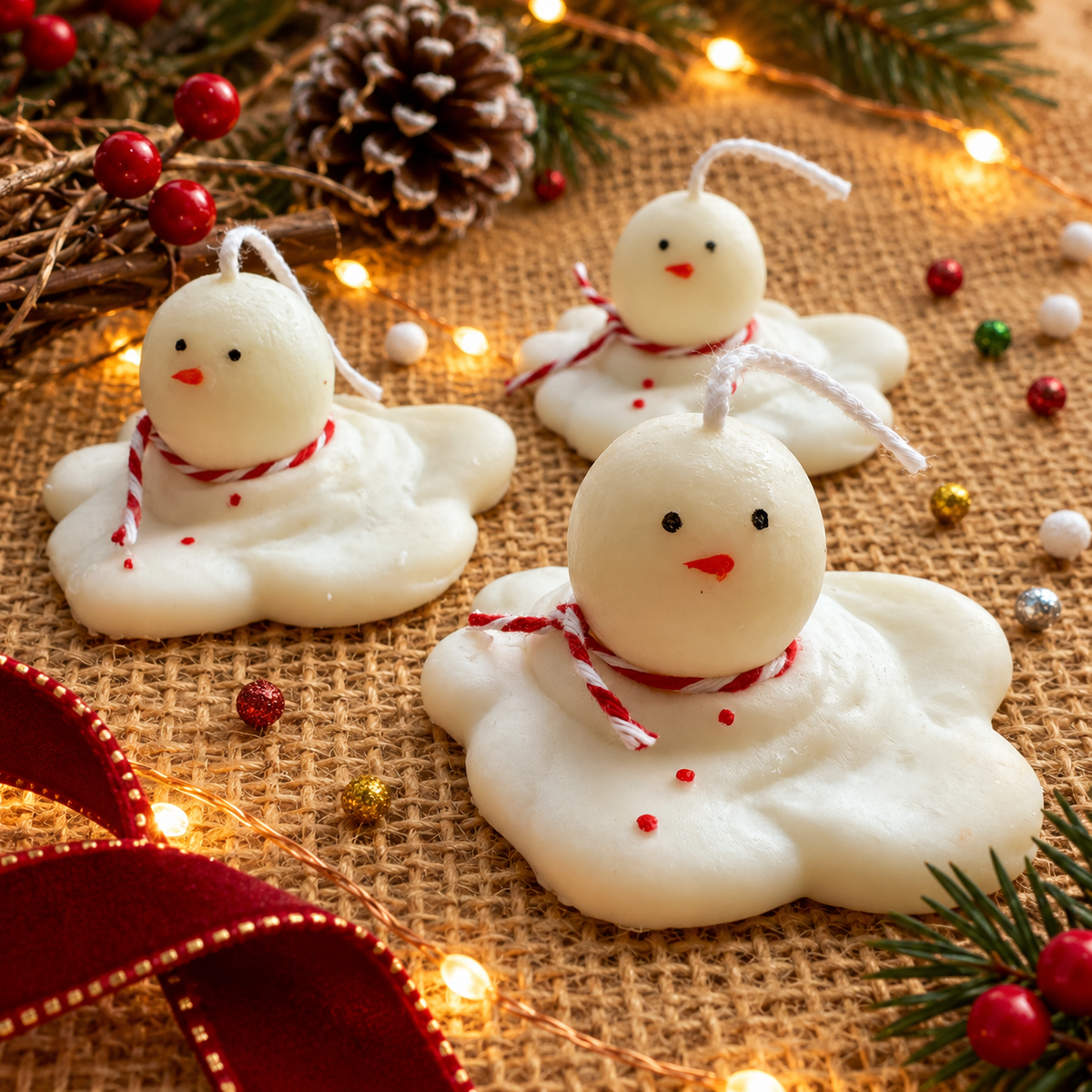 Vela decorativa muñeco de nieve