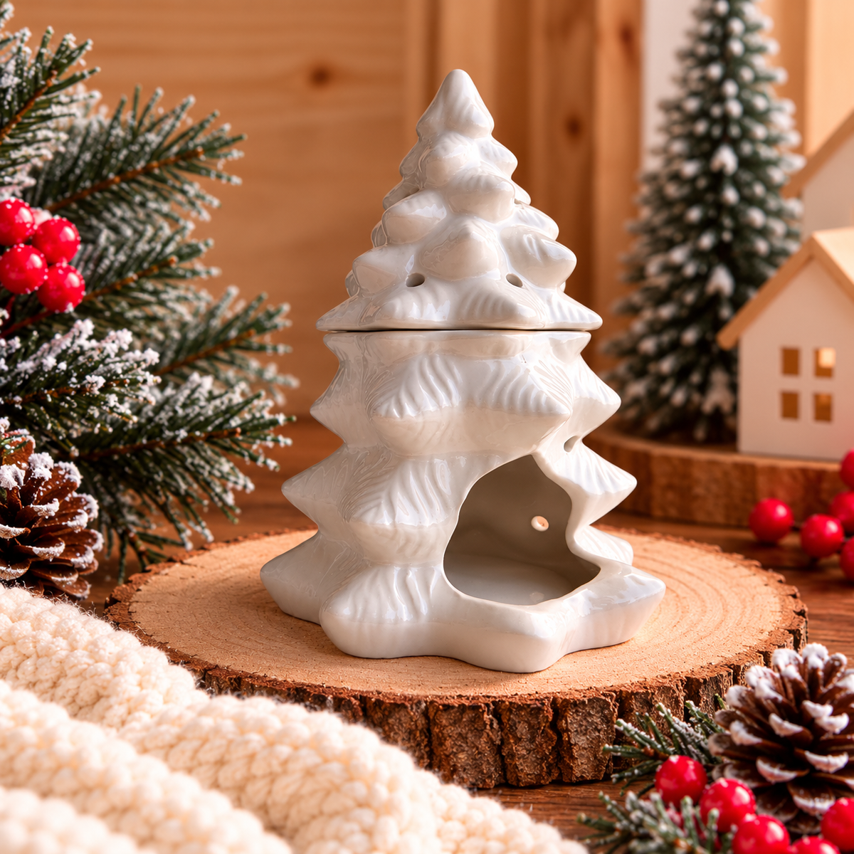 Quemador Wax Melts Árbol de Navidad Blanco