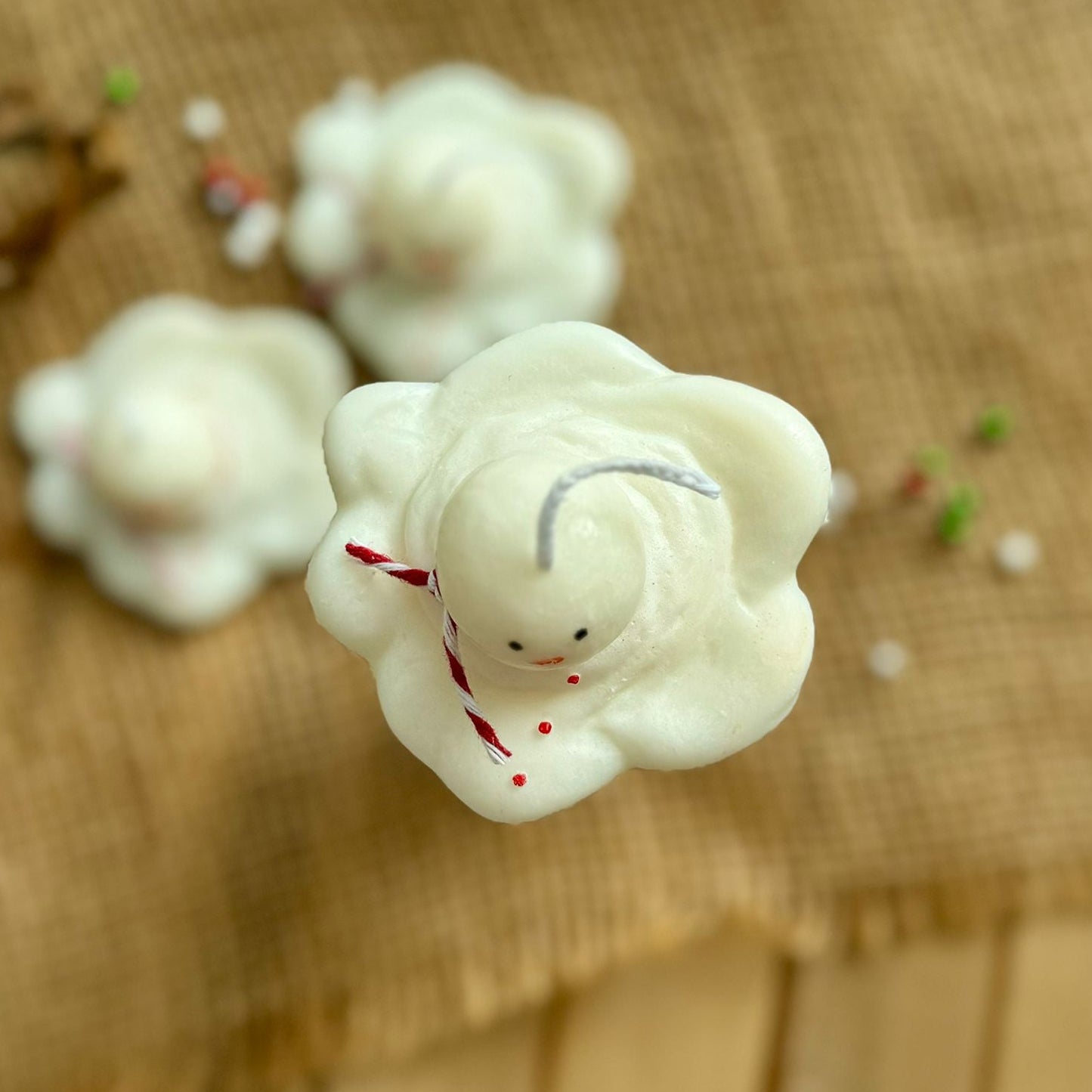 Vela decorativa muñeco nieve