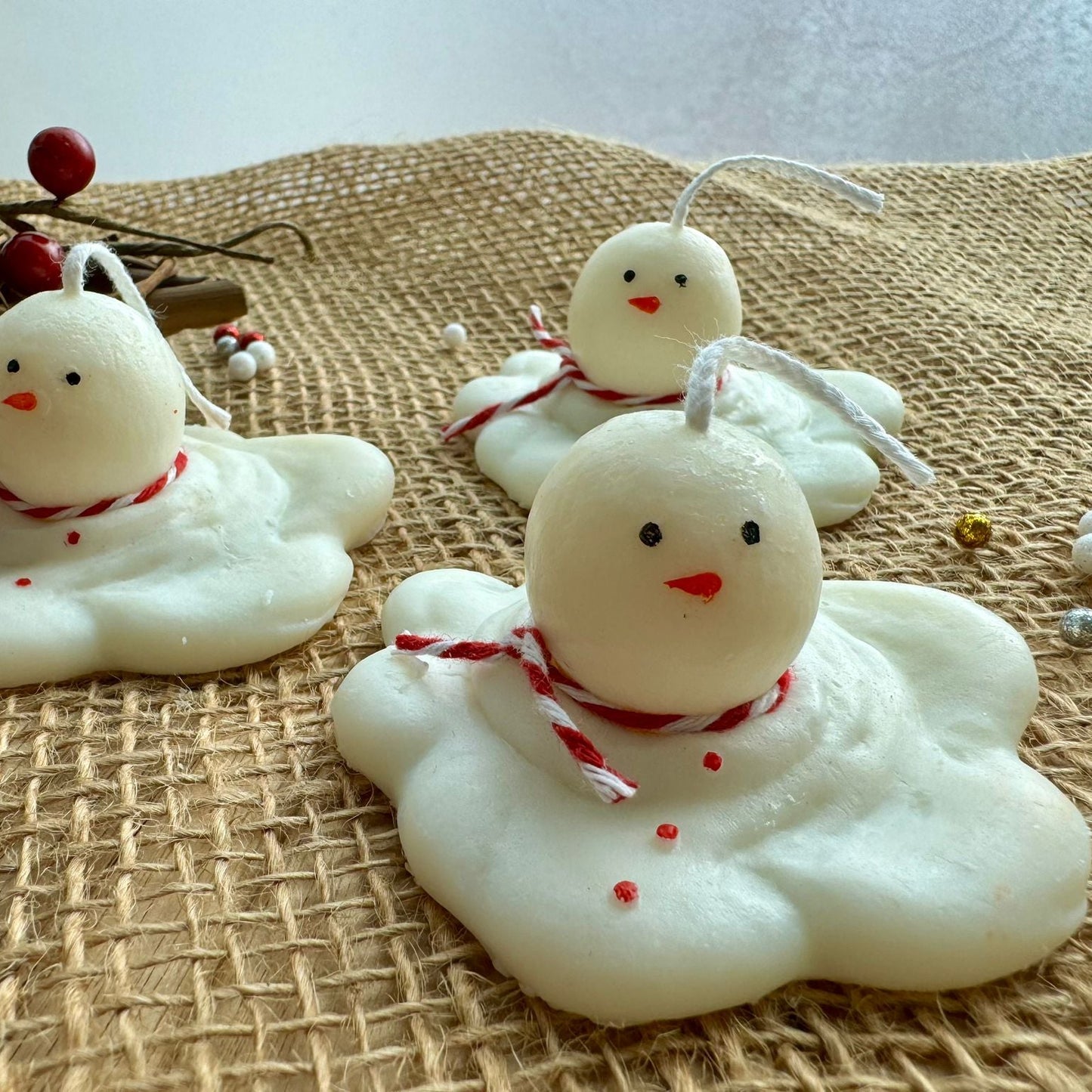 Vela decorativa muñeco nieve