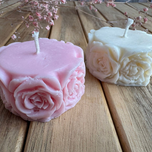 Vela decorativa cilindro floral S