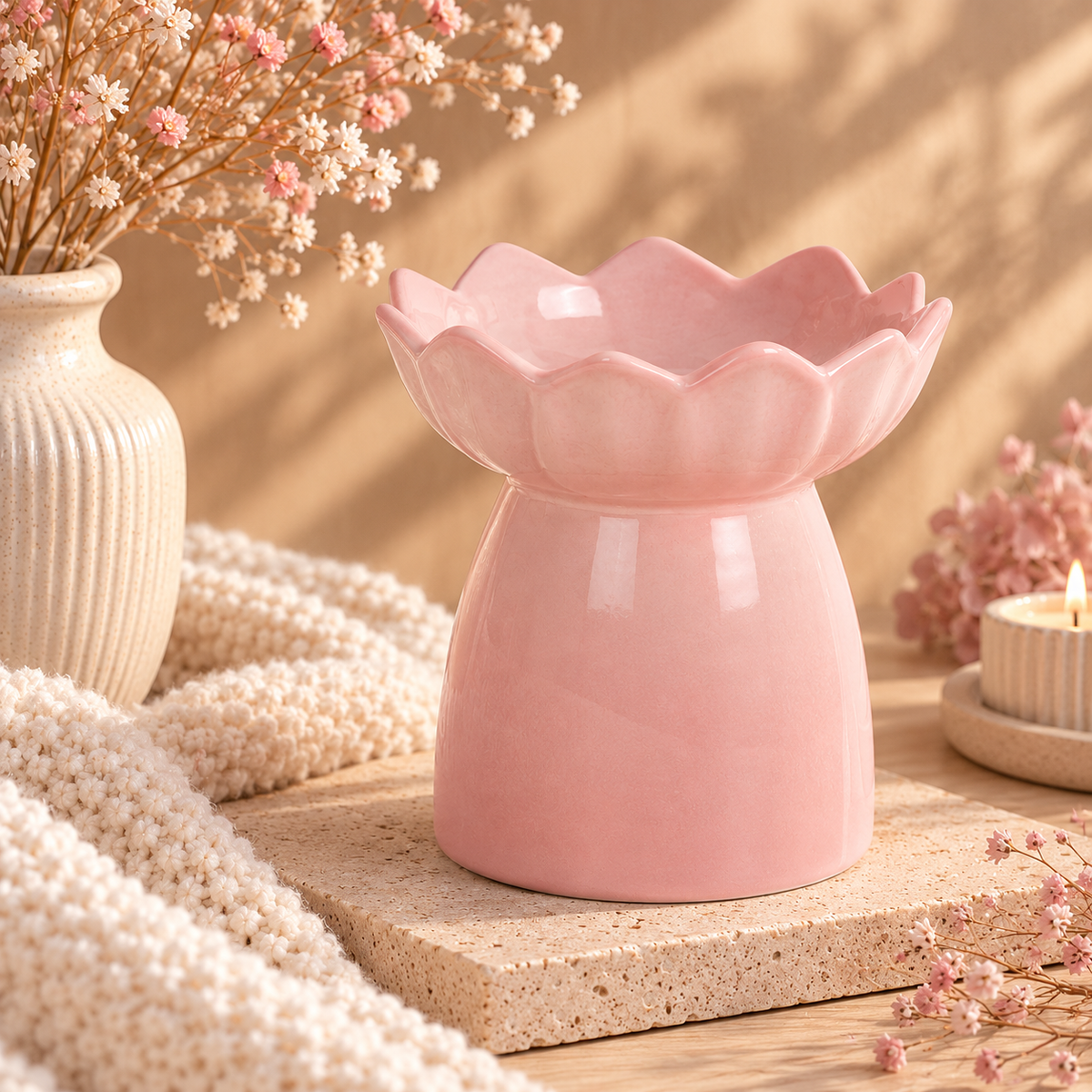 Quemador Wax Melts Flor de Loto Rosa