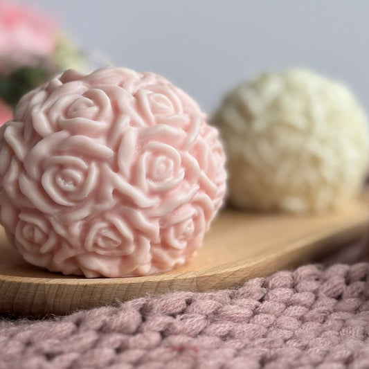 Vela decorativa bola floral L