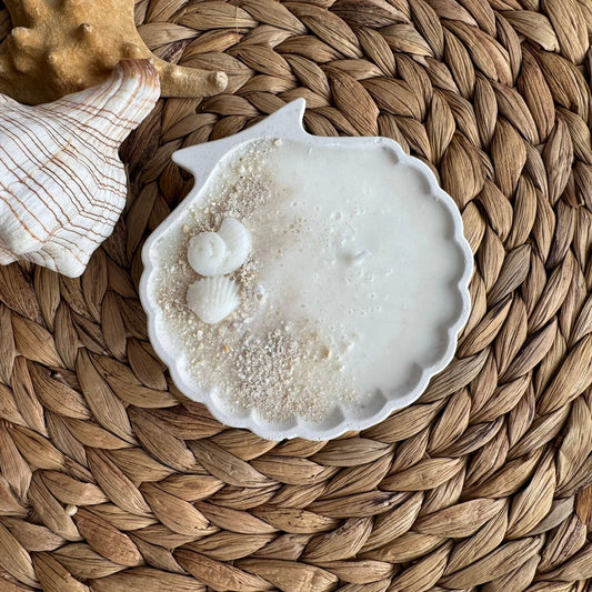 Vela aromática yeso concha mar