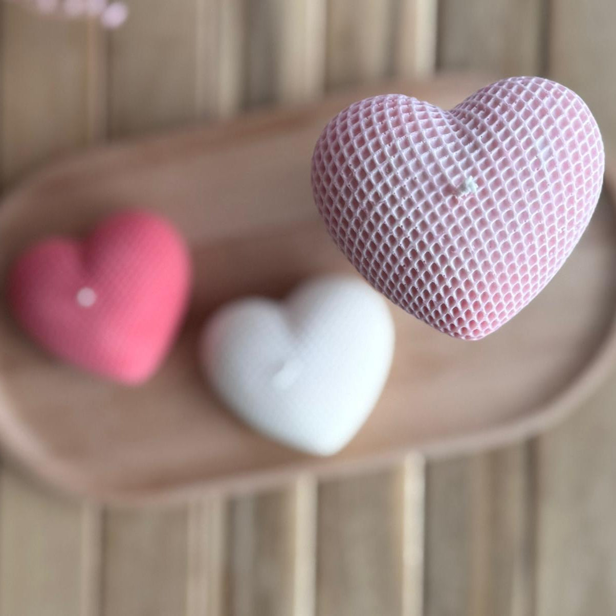 Vela decorativa corazón cuadriculado