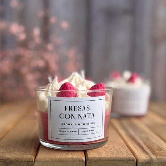 Vela aromática fresas con nata